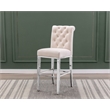 Best Quality Furniture Set of 2 Bar Stools Cream Velvet w Stainless Steel