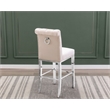 Best Quality Furniture Set of 2 Bar Stools Cream Velvet w Stainless Steel