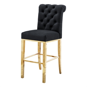Best Quality Furniture Set of 2 Counterheight Chairs in Black Velvet