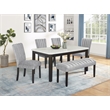 Best Quality Furniture 6-Piece Faux Marble & Fabric Dining Set in White/Gray