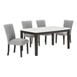 Best Quality Furniture 5-Piece Fabric & Faux Marble Dining Set in Gray/White