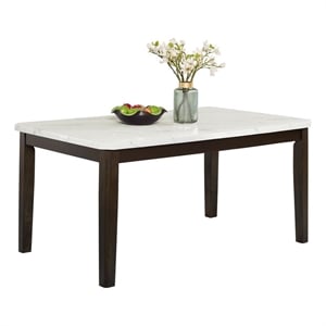 Best Quality Furniture Faux Marble & Wood Dining Table with in White/Espresso