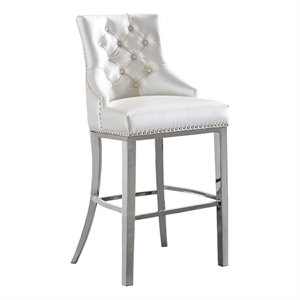 Best Quality Furniture 29&quot Modern Faux Leather Bar Stool in White (Set of 2)
