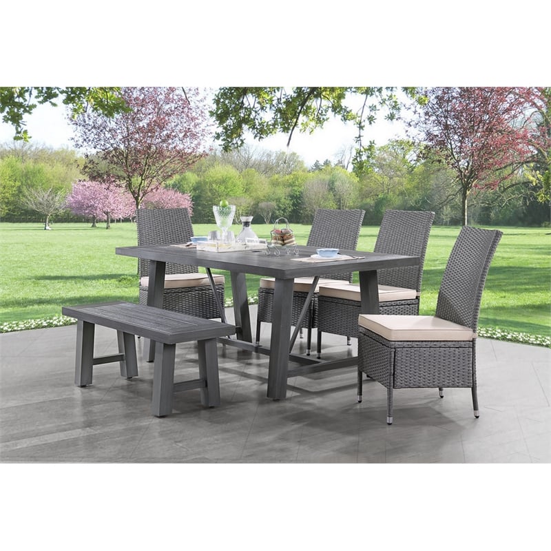 Best Quality Furniture Gray Outdoor PE Rattan Wicker Dining Chairs Set of 2