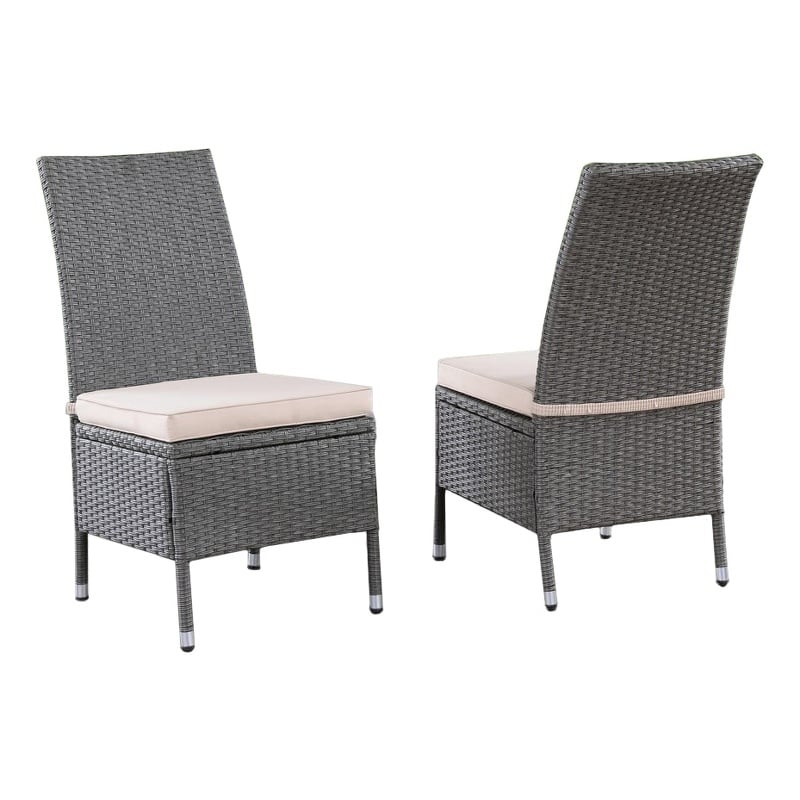 Best Quality Furniture Gray Outdoor PE Rattan Wicker Dining Chairs Set of 2