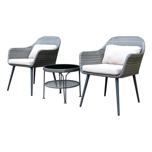 best quality furniture gray 3 piece outdoor patio set in rattan wicker