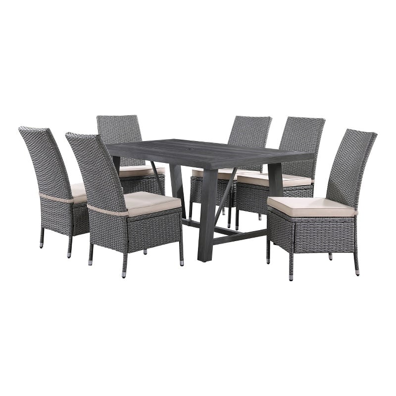 Best Quality Furniture Gray Outdoor Patio Dining Set with Rattan Wicker Chairs