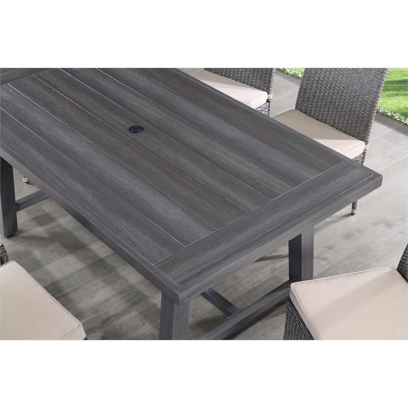 Best Quality Furniture Gray Outdoor Patio Dining Set with Rattan Wicker Chairs