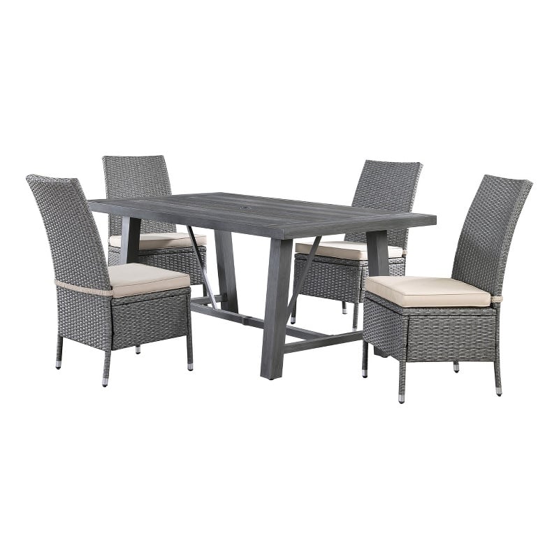 Best Quality Furniture Gray Outdoor Patio Dining Set with Rattan Wicker Chairs