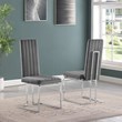 Best Quality Furniture Set of 2 Dark Gray Velvet Side Chairs w Chrome