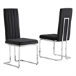 Best Quality Furniture Set of 2 Black Velvet Side Chairs w Chrome