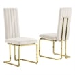 Best Quality Furniture Set of 2 Cream Velvet Side Chairs w Gold Chrome