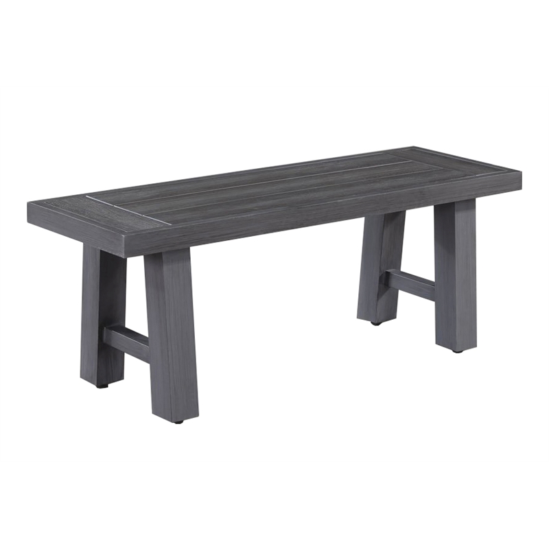 Best Quality Furniture Gray Outdoor Patio Dining Set in Aluminum and 2 Benches