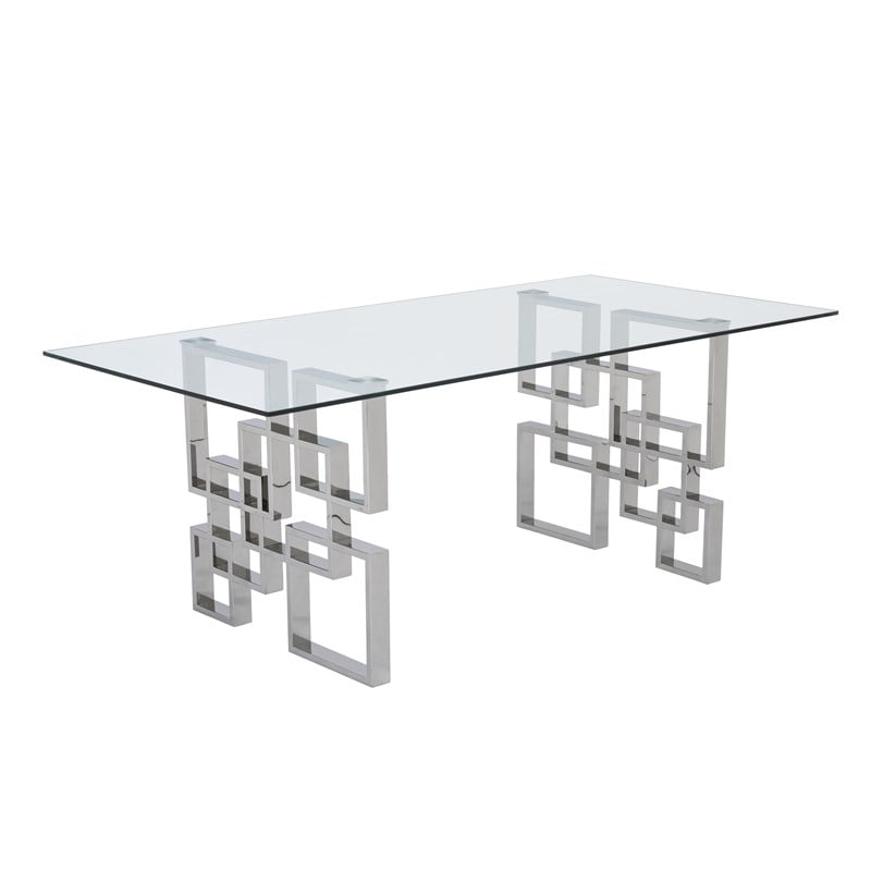 Best Quality Furniture 5pc Tempered Glass Dining Set w Dark Gray Velvet Chairs