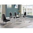Best Quality Furniture 5pc Tempered Glass Dining Set w Black Velvet Chairs