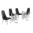 Best Quality Furniture 5pc Tempered Glass Dining Set w Black Velvet Chairs
