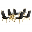 Best Quality Furniture 7pc Tempered Glass Dining Set w Black Velvet Chairs