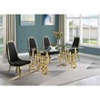 Best Quality Furniture 5pc Tempered Glass Dining Set w Black Velvet Chairs