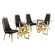 Best Quality Furniture 5pc Tempered Glass Dining Set w Black Velvet Chairs