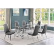 Best Quality Furniture 7pc Tempered Glass Dining Set w Dark Gray Velvet Chairs
