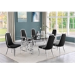 Best Quality Furniture 7pc Tempered Glass Dining Set w Black Velvet Chairs