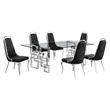 Best Quality Furniture 7pc Tempered Glass Dining Set w Black Velvet Chairs