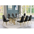 Best Quality Furniture 9pc Tempered Glass Dining Set w Black Velvet Chairs