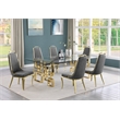 Best Quality Furniture 7pc Tempered Glass Dining Set w Dark Gray Velvet Chairs
