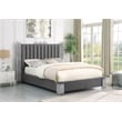 Best Quality Furniture Dark Gray Velvet Platform Bed in King Size