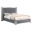 Best Quality Furniture Dark Gray Velvet Platform Bed in King Size