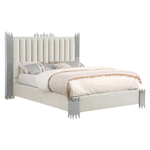 Best Quality Furniture Cream Velvet Platform Bed in King Size