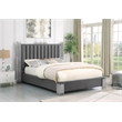 Best Quality Furniture Dark Gray Velvet Platform Bed in Queen Size