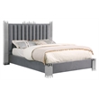 Best Quality Furniture Dark Gray Velvet Platform Bed in Queen Size