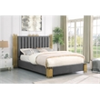 Best Quality Furniture Dark Gray Velvet Platform Bed in Queen Size