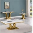 Best Quality Furniture 3-Piece Marble & Stainless Steel Coffee Set in White/Gold