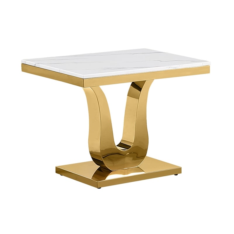 Best Quality Furniture 3-Piece Marble & Stainless Steel Coffee Set in White/Gold