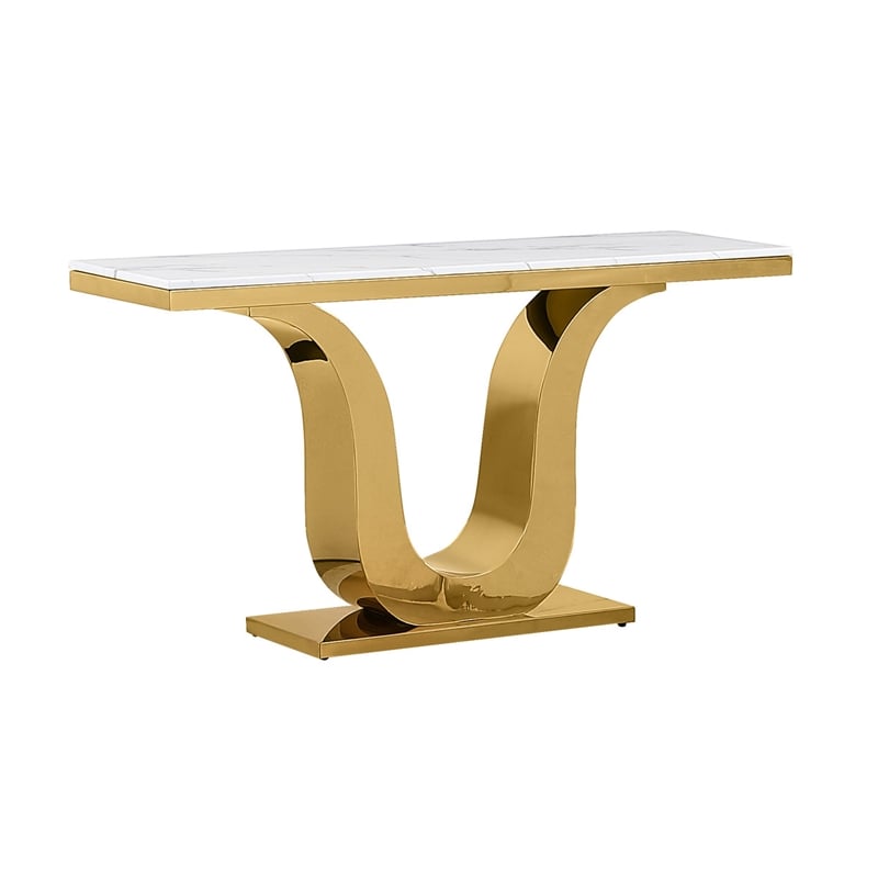 Best Quality Furniture 3-Piece Marble & Stainless Steel Coffee Set in White/Gold