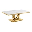Best Quality Furniture 2-Piece Marble Coffee Table Set in White/Gold