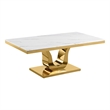 Best Quality Furniture Marble & Stainless Steel Coffee Table in White/Gold
