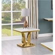 Best Quality Furniture Marble & Stainless Steel Sofa End Table in White/Gold