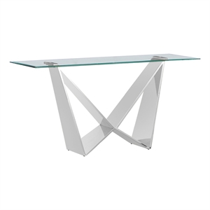 Best Quality Furniture 10mm Clear Tempered Glass Console Table w Stainless Steel