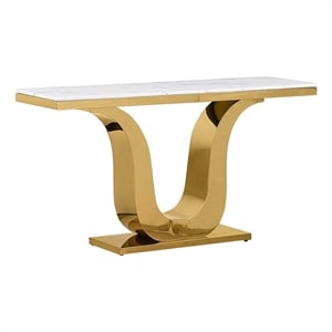 Best Quality Furniture White Marble Console Table with Gold Stainless Steel