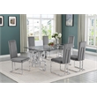 Best Quality Furniture 7-Piece Velvet & Tempered Glass Dining Set in Dark Gray
