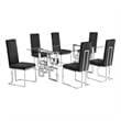 Best Quality Furniture 7-Piece Velvet & Tempered Glass Dining Set in Black