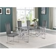 Best Quality Furniture 5-Piece Tempered Glass & Velvet Dining Set in Dark Gray