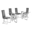 Best Quality Furniture 5-Piece Tempered Glass & Velvet Dining Set in Dark Gray