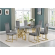 Best Quality Furniture 7-Piece Velvet & Glass Dining Set in Dark Gray and Clear
