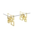 Best Quality Furniture 7-Piece Velvet & Glass Dining Set in Navy Blue and Clear