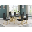 Best Quality Furniture 7-Piece Velvet & Glass Dining Set in Black and Clear
