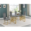 Best Quality Furniture 5-Piece Velvet & Glass Dining Set in Dark Gray and Clear